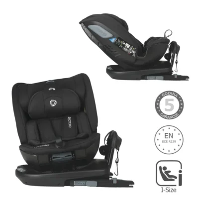 Autosjedalica iSize 40-150 cm 360° Coccolle Velsa, Jet Black