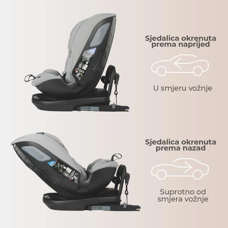 Autosjedalica iSize 40-150 cm 360° Coccolle Velsa, Neutral Grey - Image 5