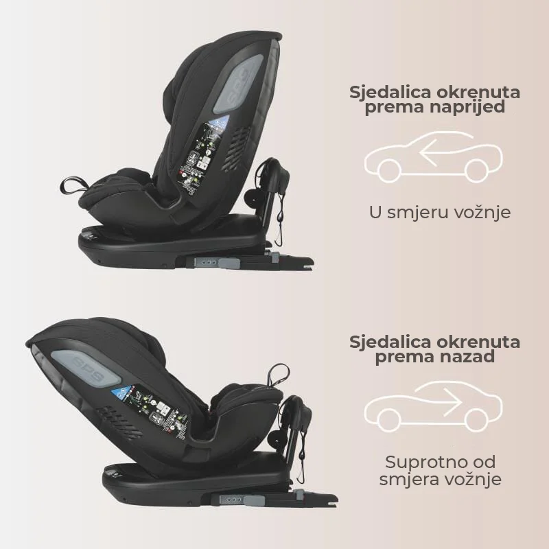 Autosjedalica iSize 40-150 cm 360° Coccolle Velsa, Jet Black - Image 5