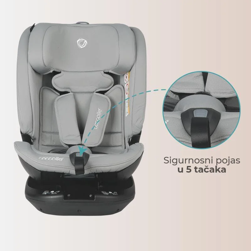 Autosjedalica iSize 40-150 cm 360° Coccolle Velsa, Neutral Grey - Image 6