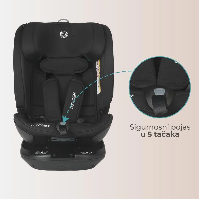 Autosjedalica iSize 40-150 cm 360° Coccolle Velsa, Jet Black - Image 6