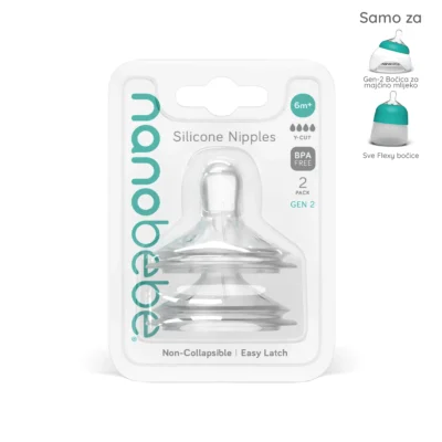 Nanobébé® silikonski sisači za dječje bočice, 2 kom, Y-cut, GEN2