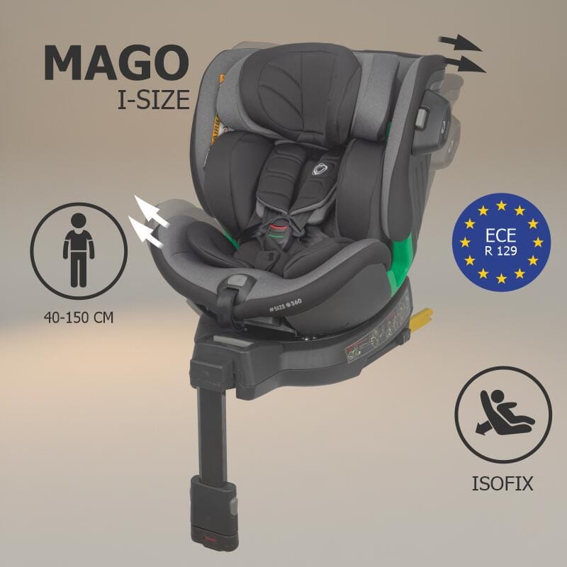 Autosjedalica iSize 40-150 cm 360° Coccolle Mago Premium, Neutral Grey - Image 2