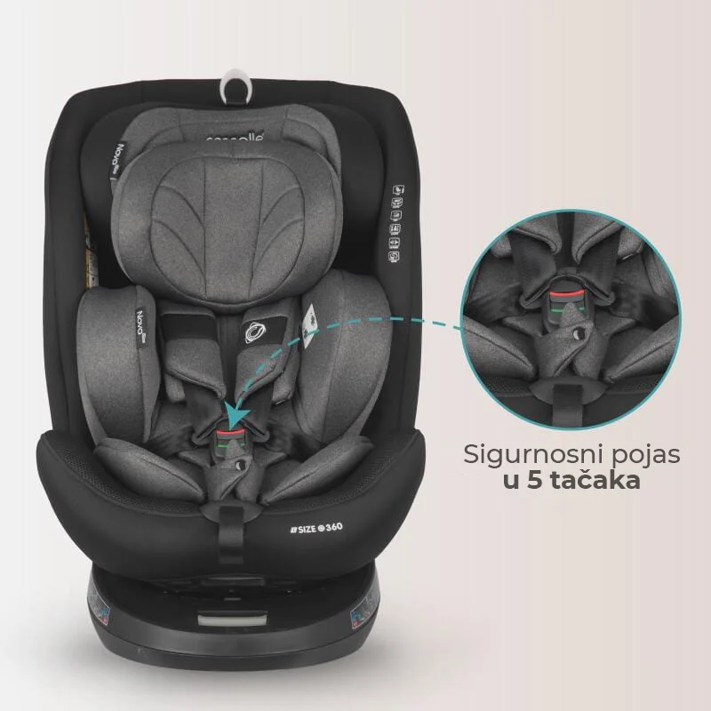 Autosjedalica iSize 40-150 cm 360° Coccolle Nova, Diamond Black - Image 6