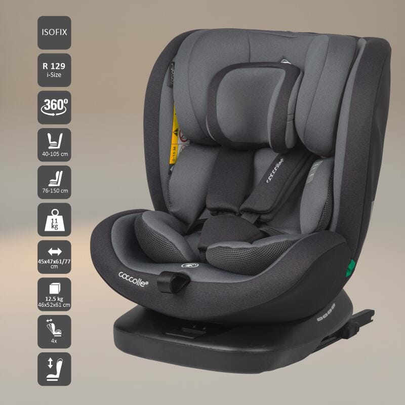 Autosjedalica Premium iSize 40-150 cm 360° Coccolle Mydo, Diamond Black - Image 8