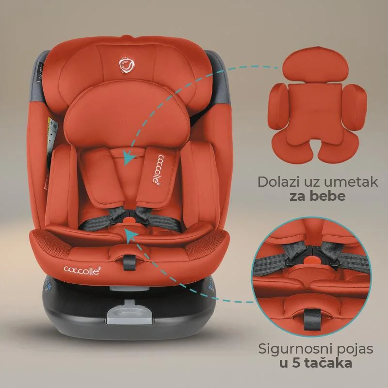 Autosjedalica iSize 40-150 cm 360° Coccolle Atira, Cinnamon Brown - Image 6