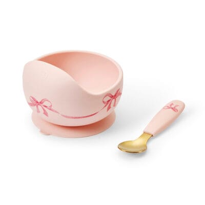 Elodie® silikonska zdjelica sa kašikom – Rosy Bow
