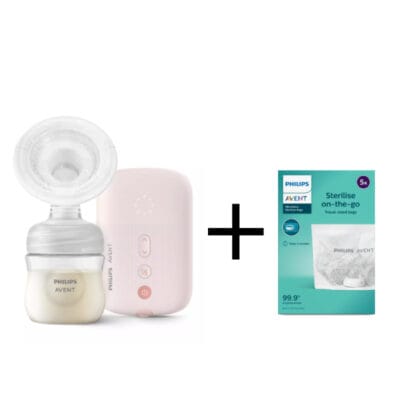 AVENT® Prsna izdajalica elektronska Standard + gratis vrećice za mikrovalni sterilizator, 5 kom