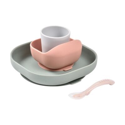 Béaba® Silikonski set za hranjenje 4/1, Eucalyptus