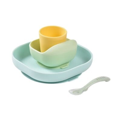 Béaba® Silikonski set za hranjenje 4/1, Yellow/Green