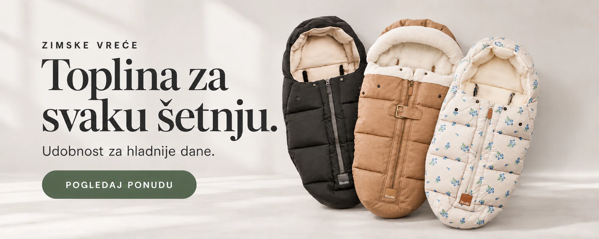 Zimske vreće za kolica — Toplina za svaku šetnju. Elodie Comfort Black, Aviator Brown i Comfort Blueberry Bliss. Pogledaj ponudu na Melanie.ba.